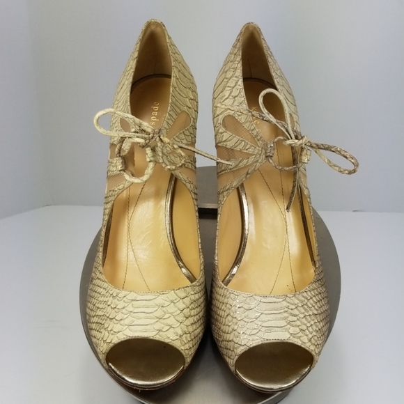 Kate Spade Snake Embossed Leather Shoes - Picture 2 of 8